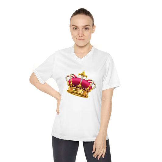 Women's Performance V-Neck T-Shirt - Elegant British Royal Crown