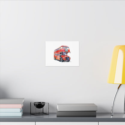 London Red Double-Decker Bus Art Canvas Print, Wall Decor for Travel Lovers, Home Office Gift, Unique Artwork for All Occasions