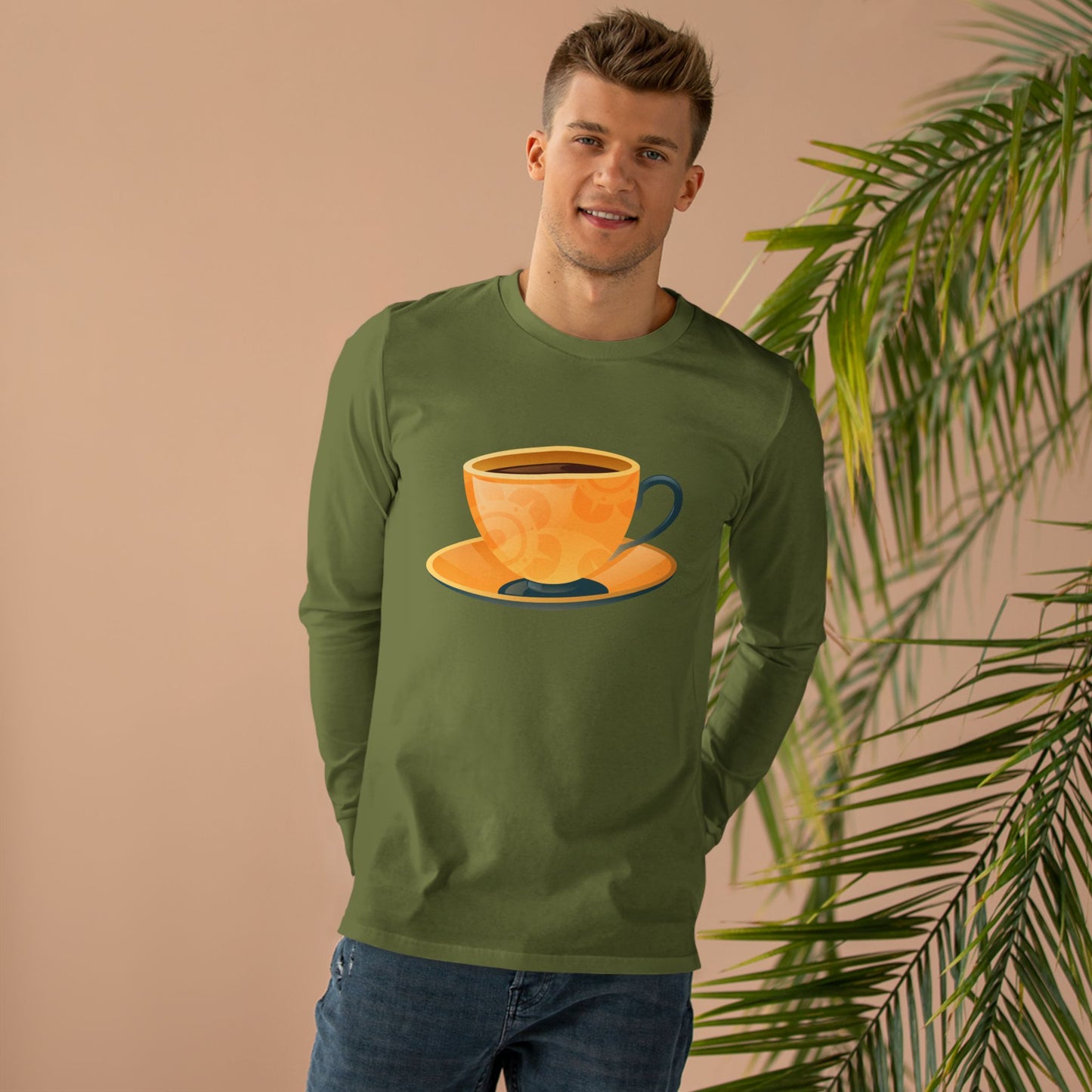 Men’s Base Longsleeve Tee - Classic British Tea Kettle - Timeless Elegance in Tea Time