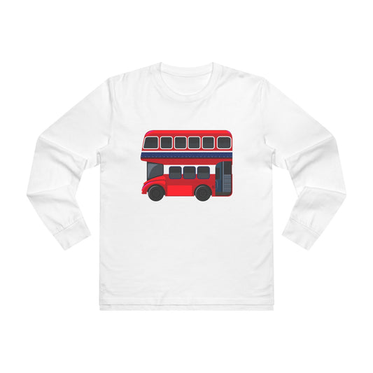 Men’s Base Longsleeve Tee - London Transport English Bus - Iconic Red Double-Decker
