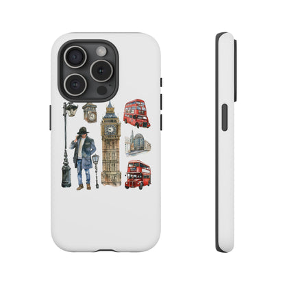 London Iconic Design Phone Case, Tough Cases, Gift for Travelers, London Souvenir, London Icons, Red Bus Phone Case