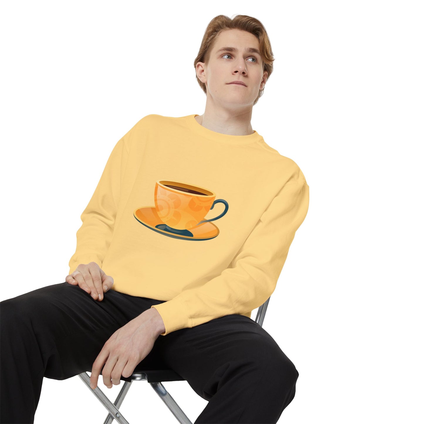 Unisex Garment-Dyed Sweatshirt Classy - Elegant British Tea Cup