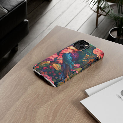 Tough Cases: Vibrant Tropical Bird Phone Case, Floral Smartphone Cover, Nature Lover Gift, Boho Phone Accessory, Cute Bird Case