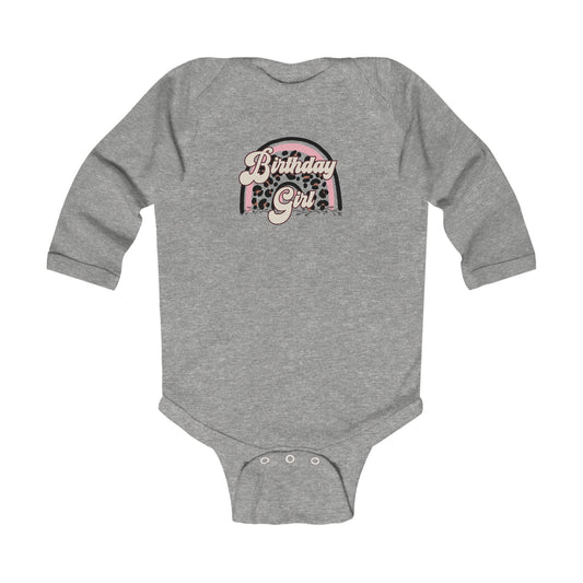 Birthday Girl Infant Long Sleeve Bodysuit - Cute 1st Birthday Outfit for Girls