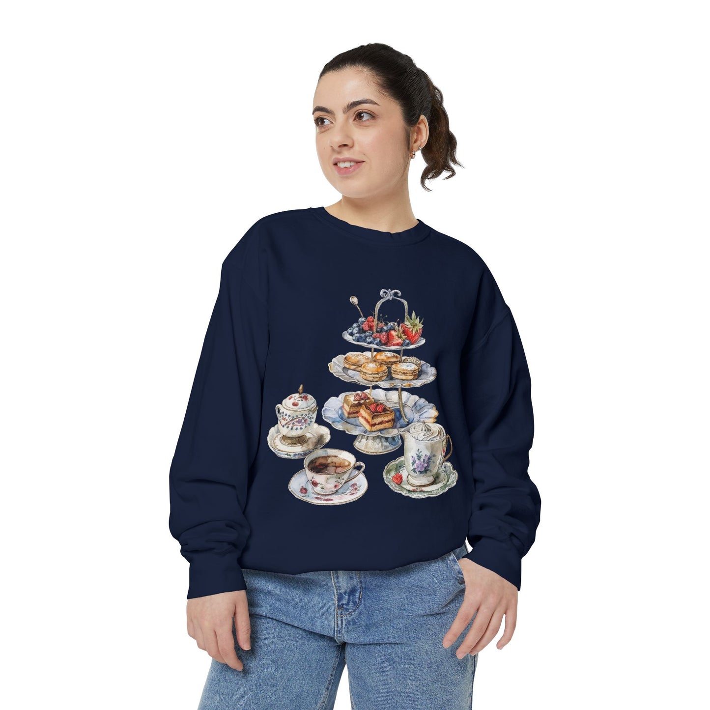 Unisex Garment-Dyed Sweatshirt - Elegance on a Plate - British Royal Dining