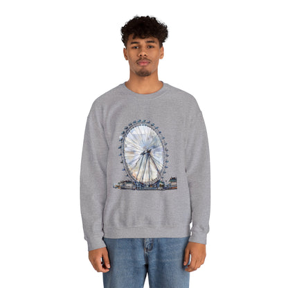 Unisex Heavy Blend™ Crewneck Sweatshirt Relaxed - London Eye Ferris Wheel and Cityscape View