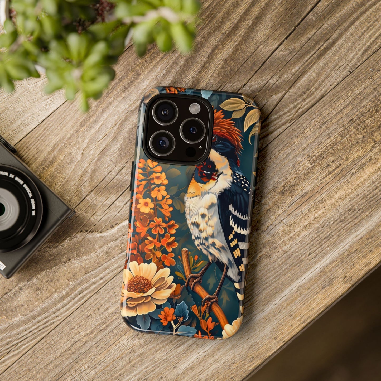 Tough Cases: Floral Bird Phone Case, Vintage Style Cover, Nature Lover Gift, Botanical Design, Spring Inspire Fashion