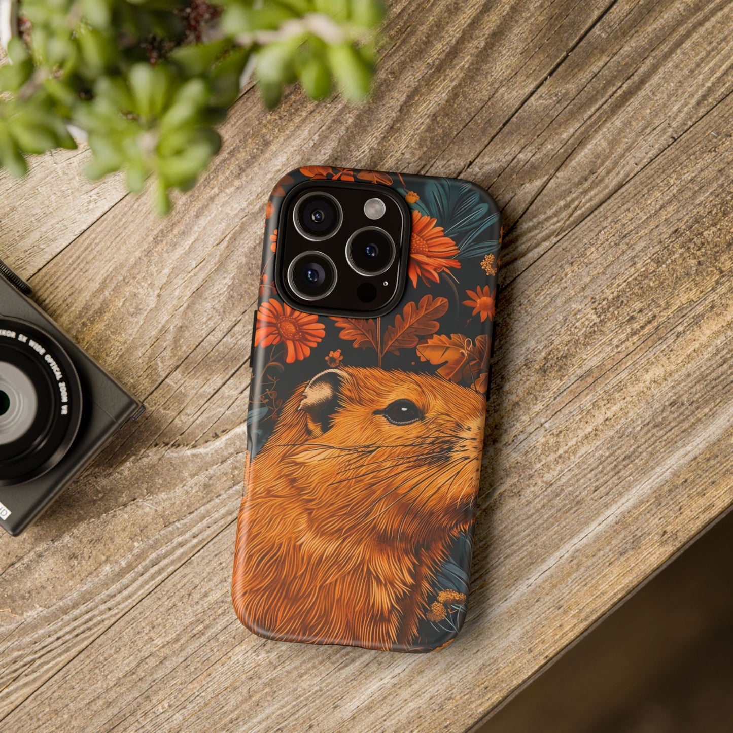 Capybara Phone Case, Floral Phone Cover, Tough Case for Animal Lovers, Unique Gift, Cute and Functional, Nature Inspired Design