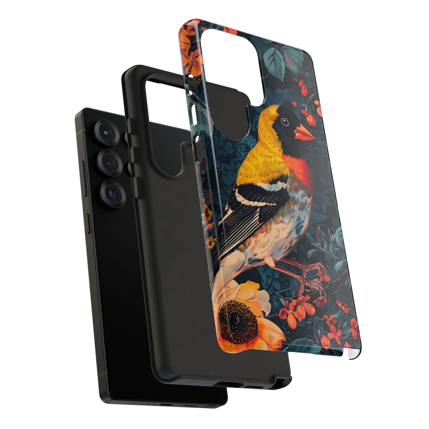 Colorful Bird Phone Case, Floral Phone Cover, Tough Phone Protector, Nature Lover Gift, Botanical Case, Unique Mobile Accessory