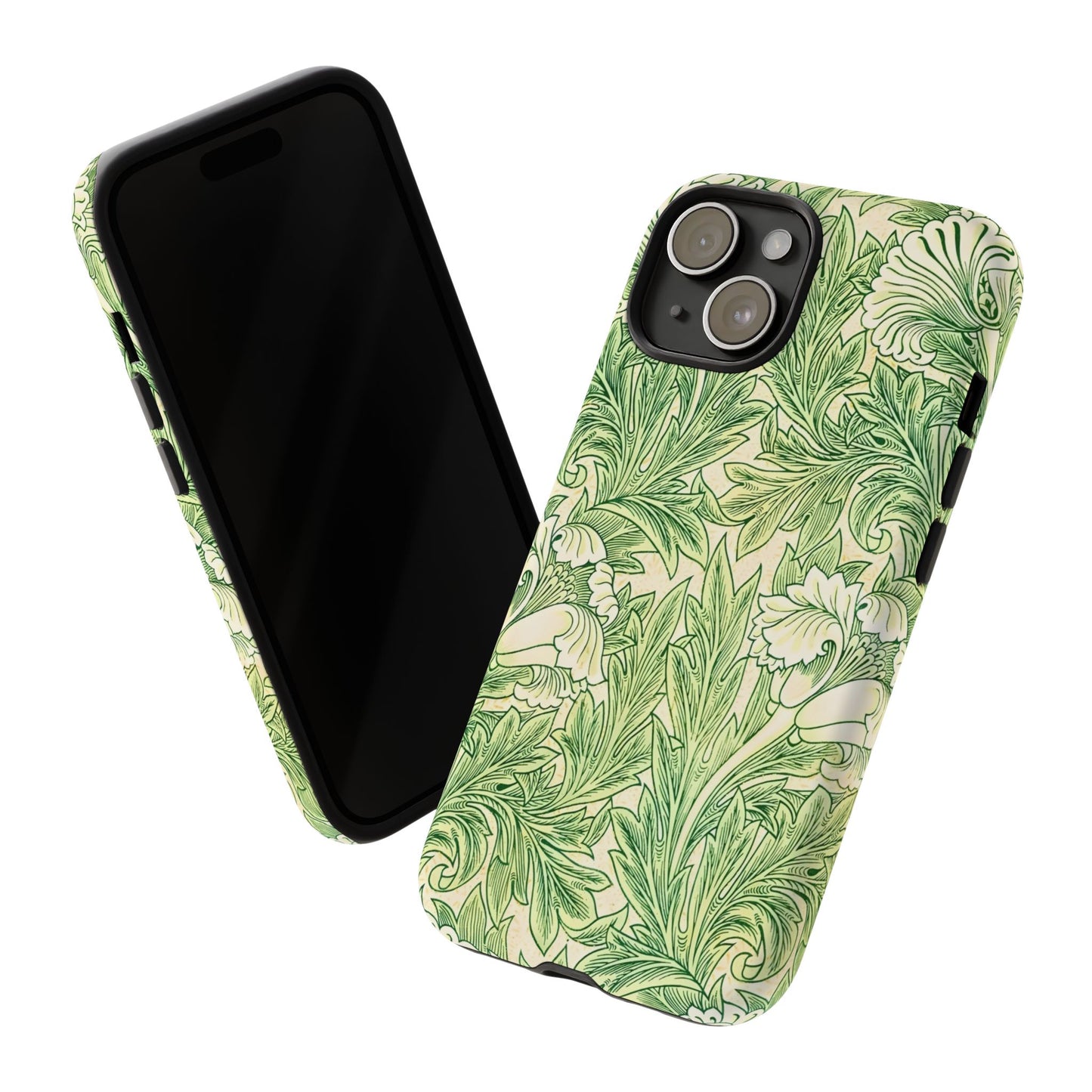 Green Floral Phone Case, Botanical iPhone Cover, Tough Phone Shell, Nature-inspired Gift, Eco-friendly Tech Accessory