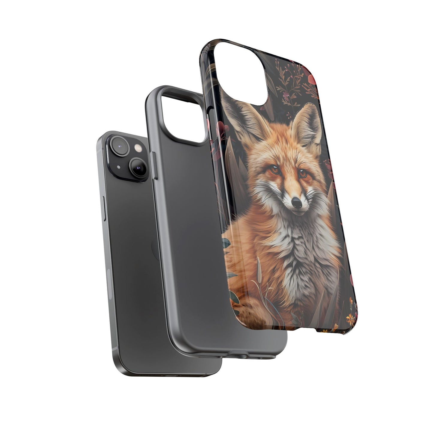 Fox Floral Phone Case, Tough Cases for Animal Lovers, Nature Themed Gift, Cute Phone Cover, Wild Fox Protector