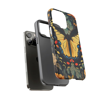 Butterfly Floral Phone Case, Art-inspire Tough Case, Gift for Nature Lovers, Butterfly Pattern Cover, Eco-Friendly Mobile Accessory