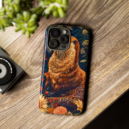 Otter Phone Case, Floral Otter Design, Tough Phone Cover, Nature Lover Gift, Cute Animal Accessories