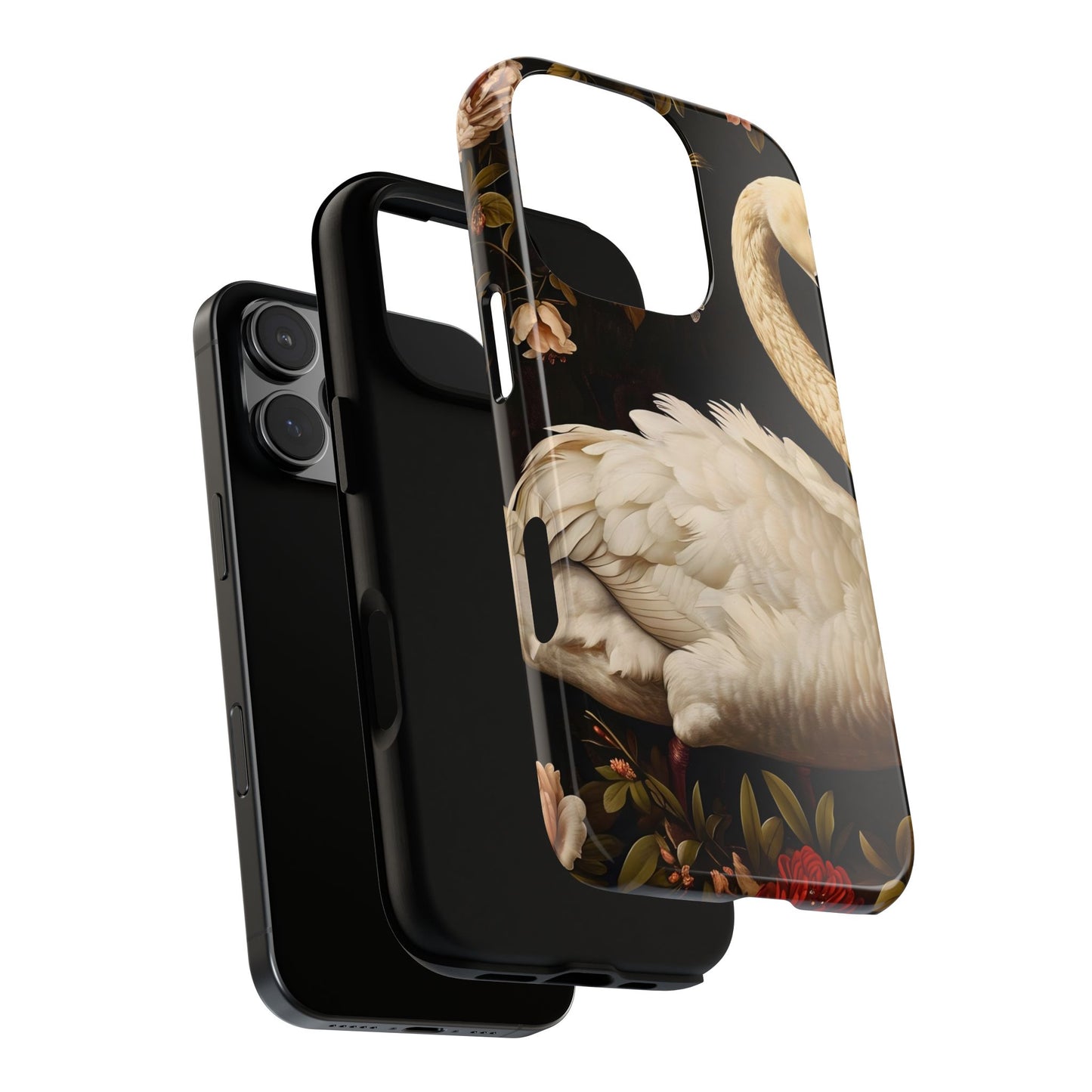 Elegant Swan Phone Case, Artistic Mobile Cover, Floral Phone Protector, Stylish Gift for Her, Modern Phone Accessory