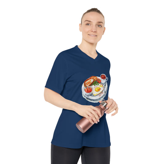 Women's Performance V-Neck T-Shirt - Artistic Food-Themed Painting for Home Decor