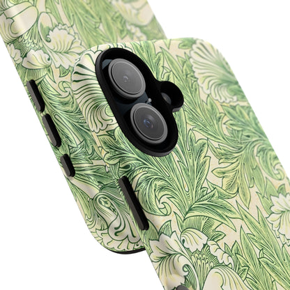 Green Floral Phone Case, Botanical iPhone Cover, Tough Phone Shell, Nature-inspired Gift, Eco-friendly Tech Accessory