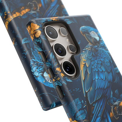 Tough Cases - Vibrant Blue Parrot Phone Case, Tropical Bird Phone Cover, Nature Lover Gift, Eco-Friendly Accessories, Unique Wildlife Decor