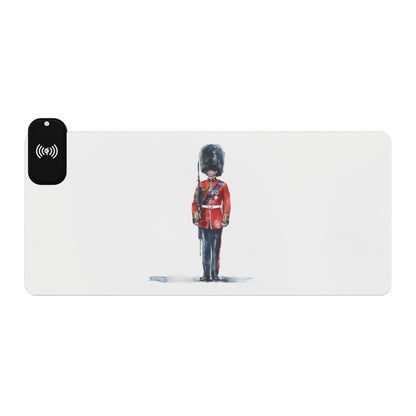 Regal Royal Guard – Standing Sentinel Art - LED Gaming Mouse Pad with Wireless Charging, Ideal for Gamers, Home Office, Unique Gift for Tech Lovers, Perfect for Holidays