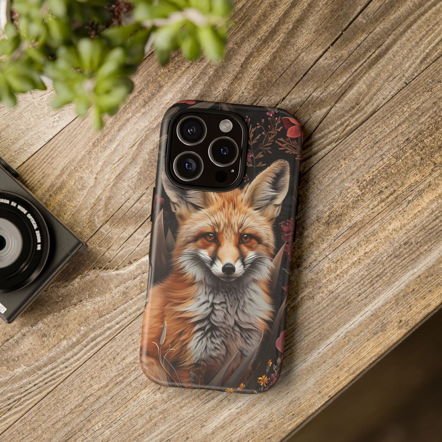 Fox Floral Phone Case, Tough Cases for Animal Lovers, Nature Themed Gift, Cute Phone Cover, Wild Fox Protector