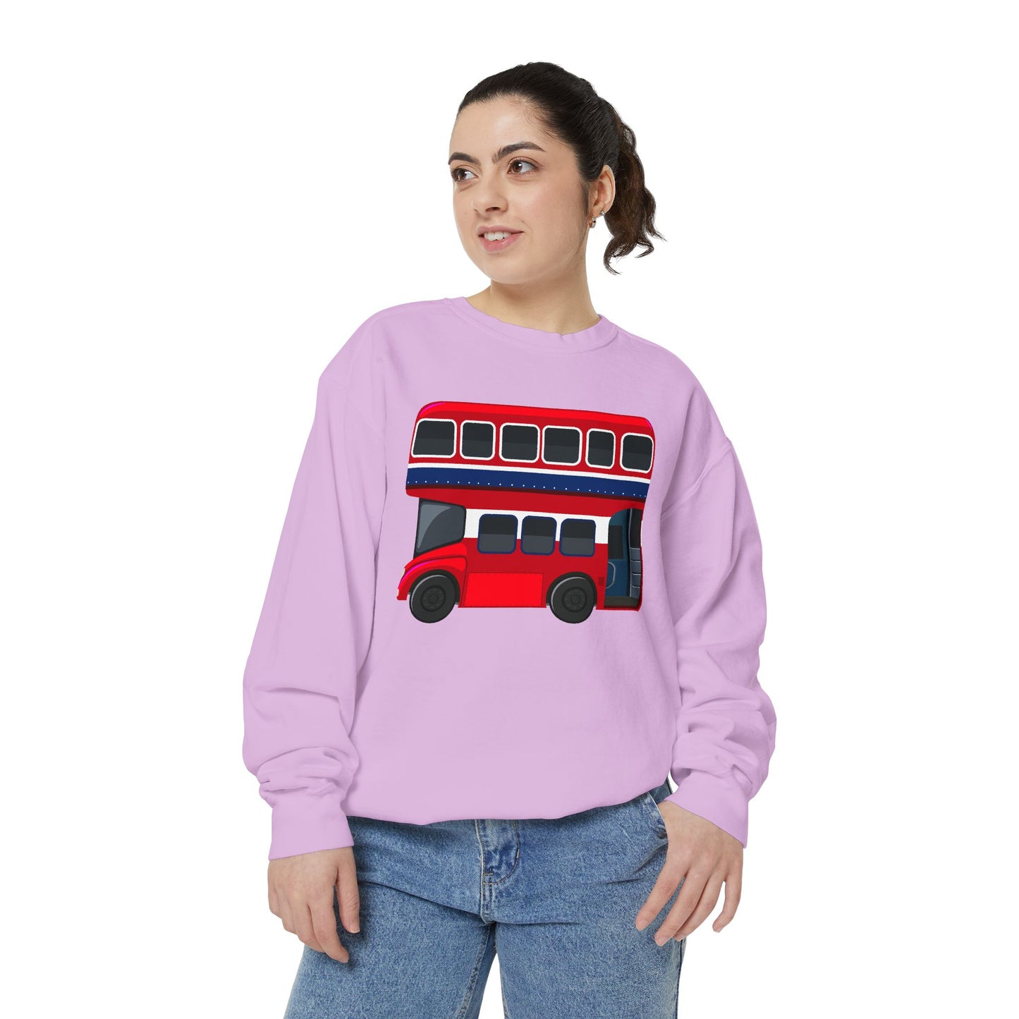 Unisex Garment-Dyed Sweatshirt - Red Routes - Exploring London’s Streets by Bus