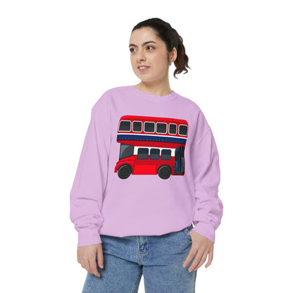 Unisex Garment-Dyed Sweatshirt - Red Routes - Exploring London’s Streets by Bus