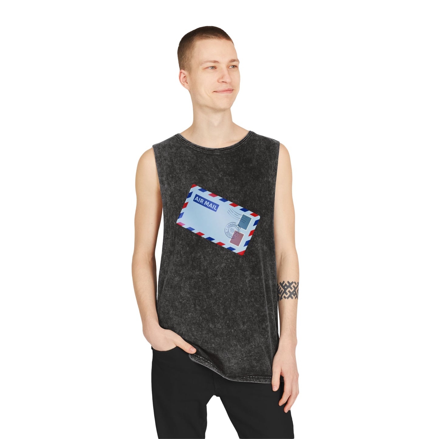 Unisex Stonewash Tank Top -  Vintage British Air Mail - Classic Postal