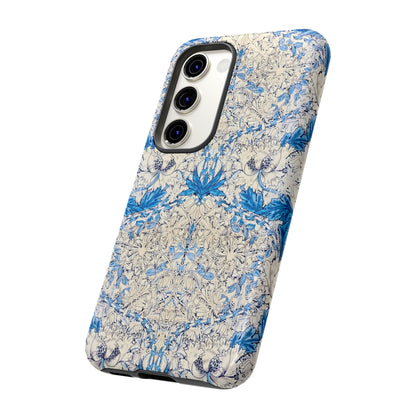 Elegant Floral Phone Case, Tough iPhone Cover, Stylish Mobile Protector, Blue Patterned Case, Unique Gift for Her