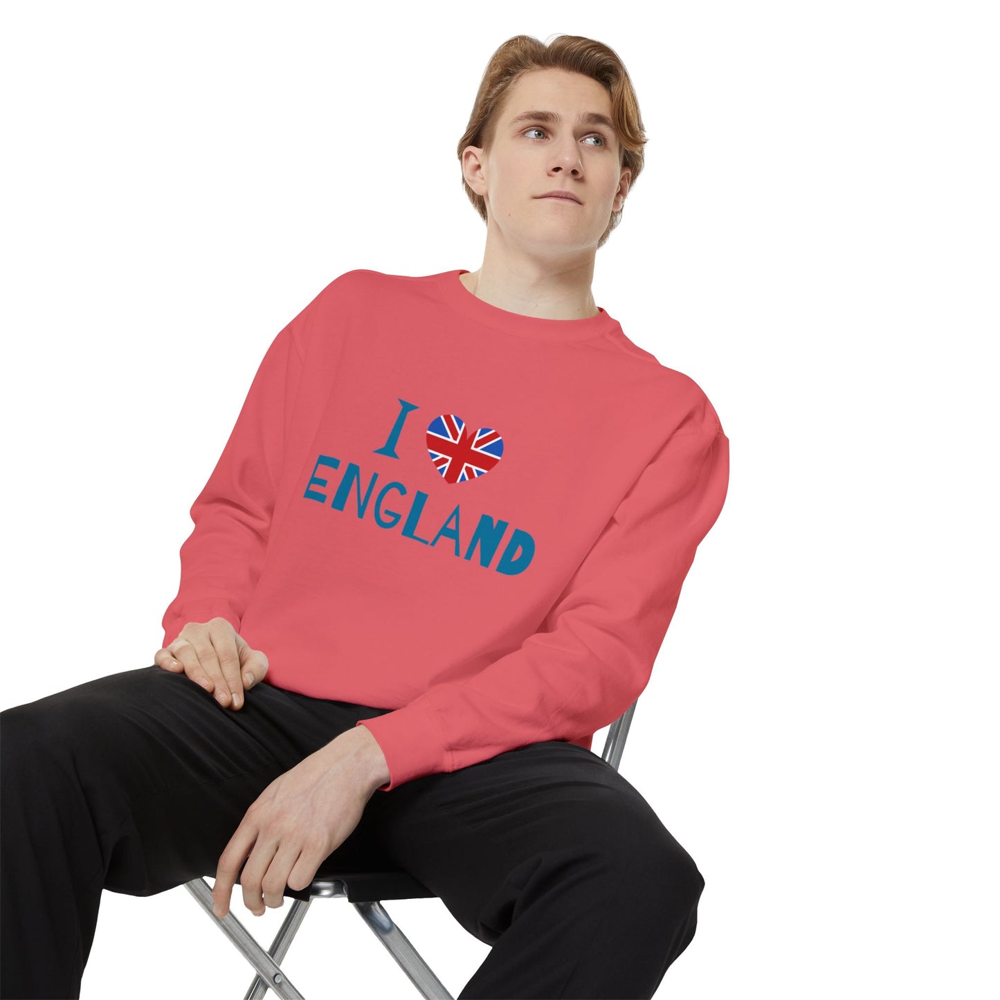 Unisex Garment-Dyed Sweatshirt Relaxed - I Love England