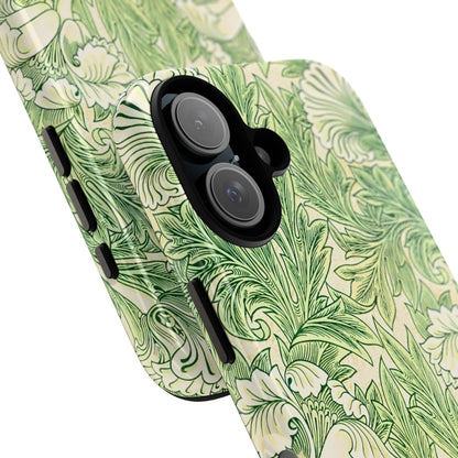 Green Floral Phone Case, Botanical iPhone Cover, Tough Phone Shell, Nature-inspired Gift, Eco-friendly Tech Accessory