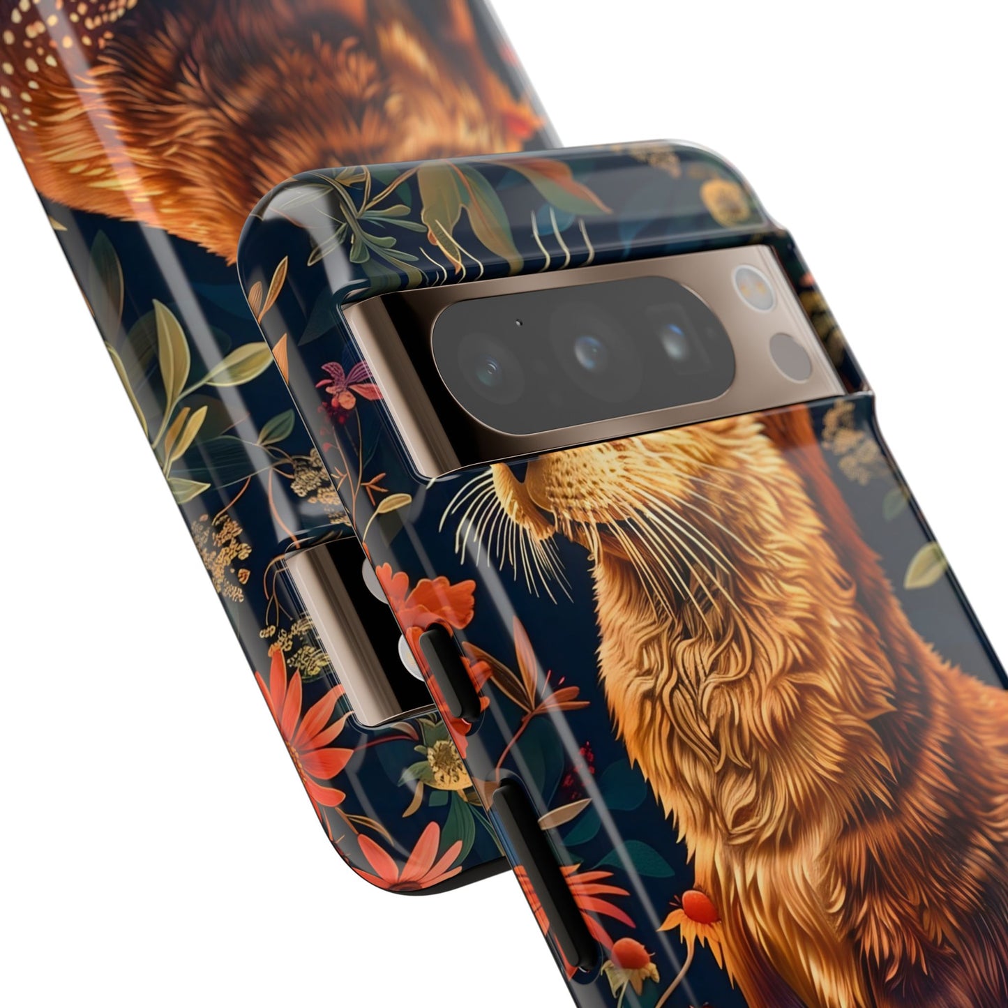 Otter Phone Case, Floral Otter Design, Tough Phone Cover, Nature Lover Gift, Cute Animal Accessories