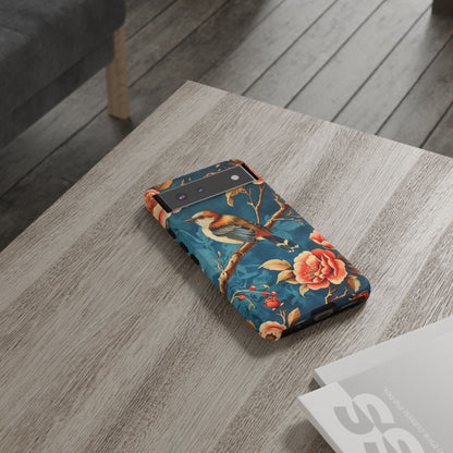 Bird & Floral Phone Case, Tough Cases for Nature Lovers, Gift for Her, Customizable Design, Vibrant Tech Accessories