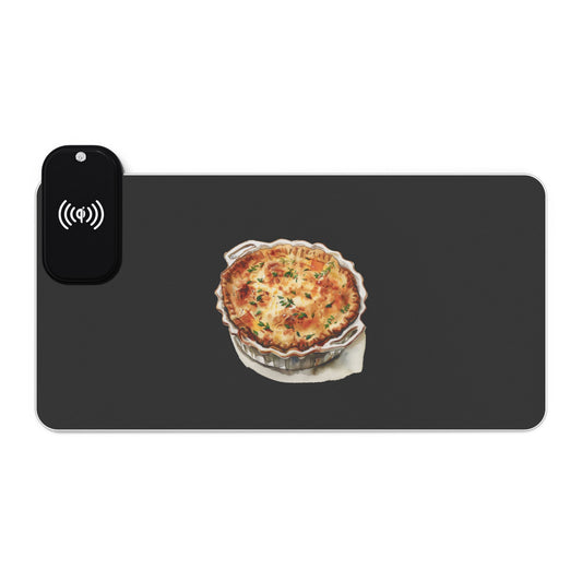 Savory Quiche – British Cuisine Delight - LED Gaming Mouse Pad - Wireless Charging, Gaming Desk Accessories, RGB Light Up Mouse Pad, Office Decor, Geek Gift Idea