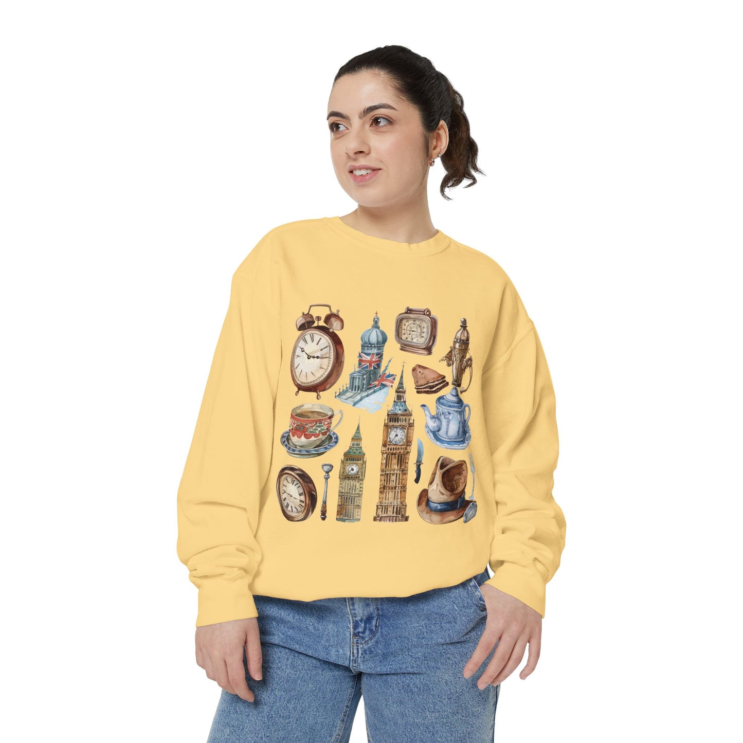 Unisex Garment-Dyed Sweatshirt - Classic England - A Collection of Iconic Imagery