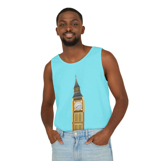 Unisex Garment-Dyed Tank Top - Iconic Big Ben Clock Tower Design - London Landmark