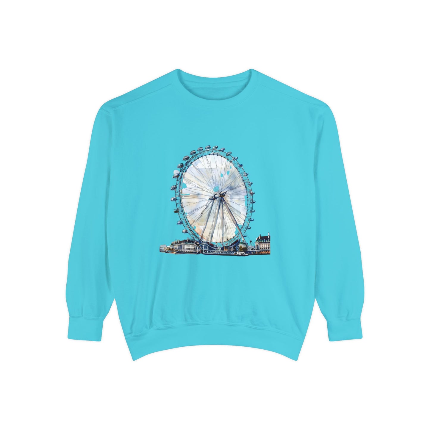 Unisex Garment-Dyed Sweatshirt - London Eye - Iconic Ferris Wheel