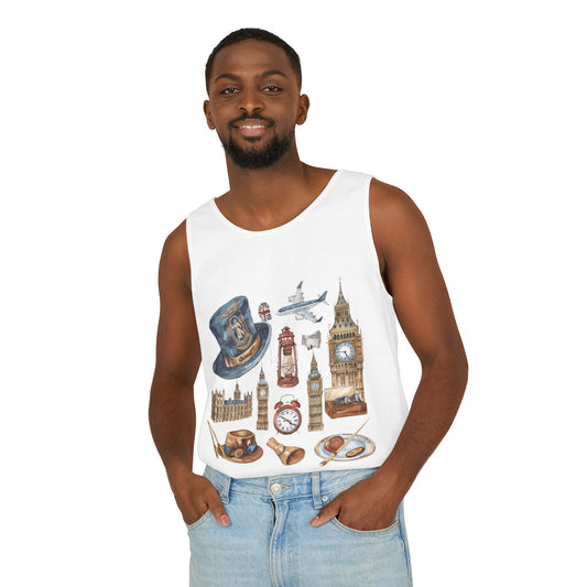 Unisex Garment-Dyed Tank Top - Vintage England Icons