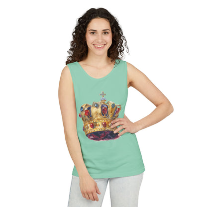 Unisex Garment-Dyed Tank Top - British Royal Crown - Symbol of Regal Elegance and Authority