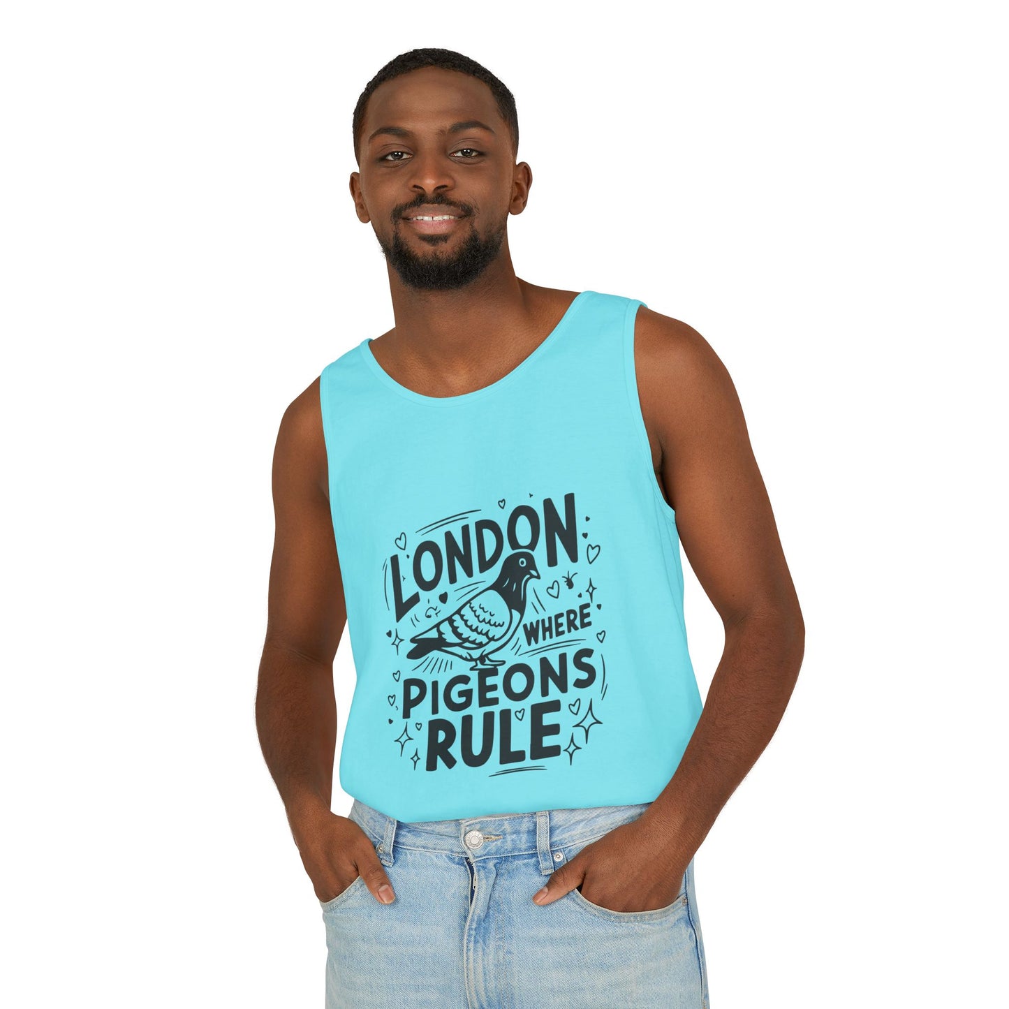 Unisex Garment-Dyed Tank Top - London where Pigeons Rule