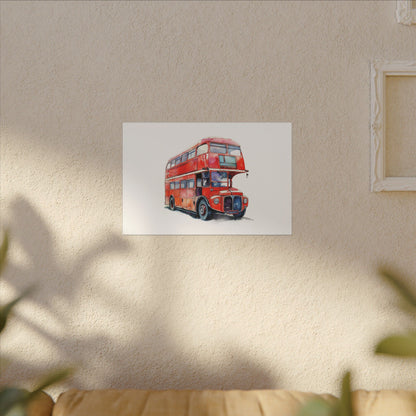 London Red Double-Decker Bus Art Canvas Print, Wall Decor for Travel Lovers, Home Office Gift, Unique Artwork for All Occasions