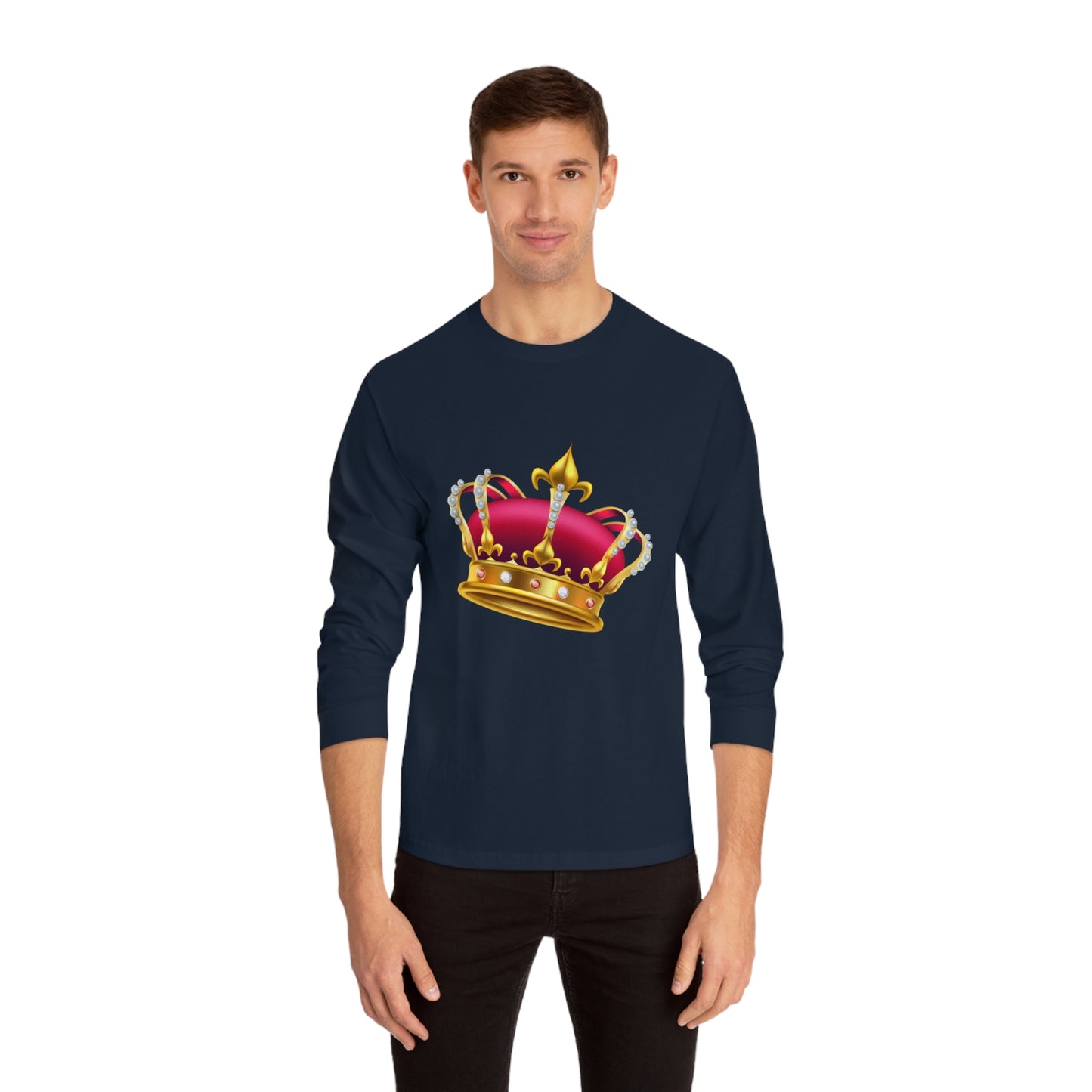 Unisex Classic Long Sleeve T-Shirt - British Royal Crown Design - Iconic Symbol of Monarchy