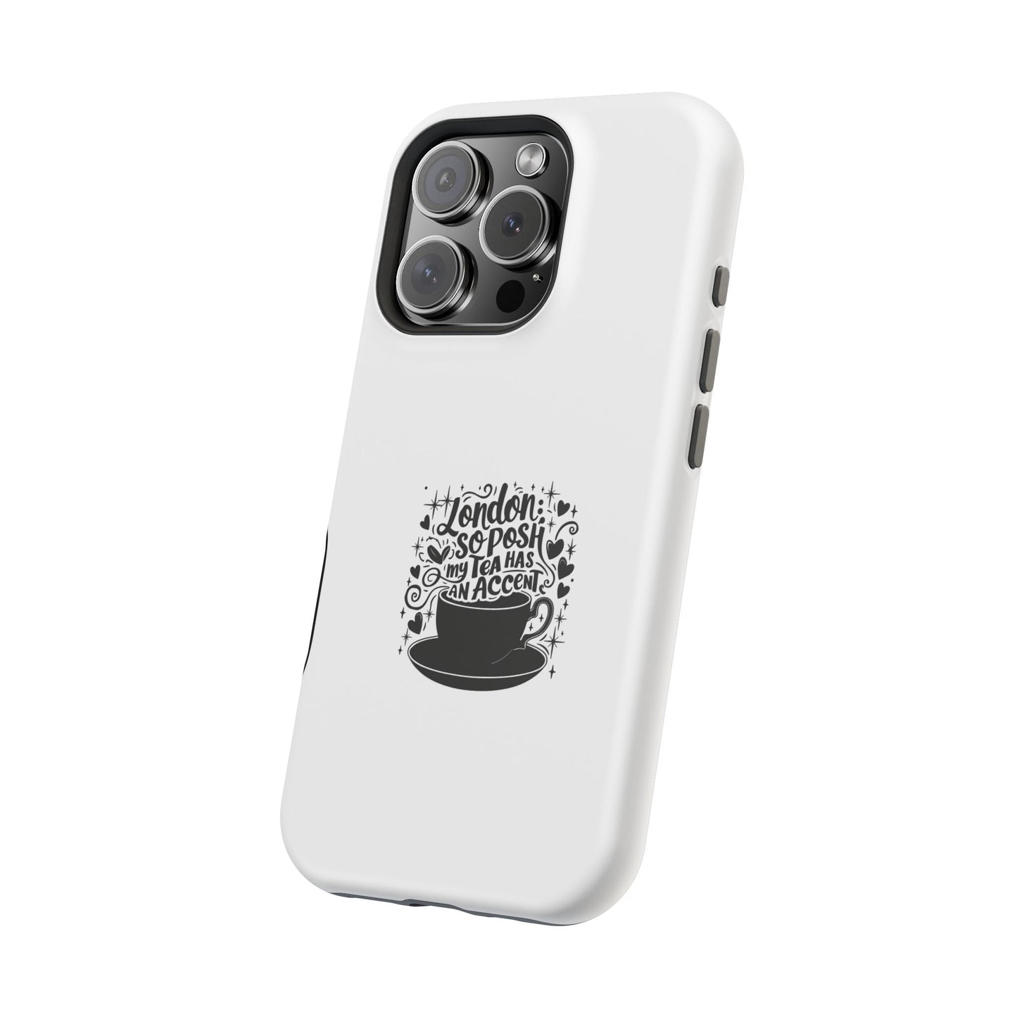 Stylish Magnetic Tough Case for Phone, Gift for Tea Lovers, Custom Phone Cover, London Tea Design, Durable Mobile Protector