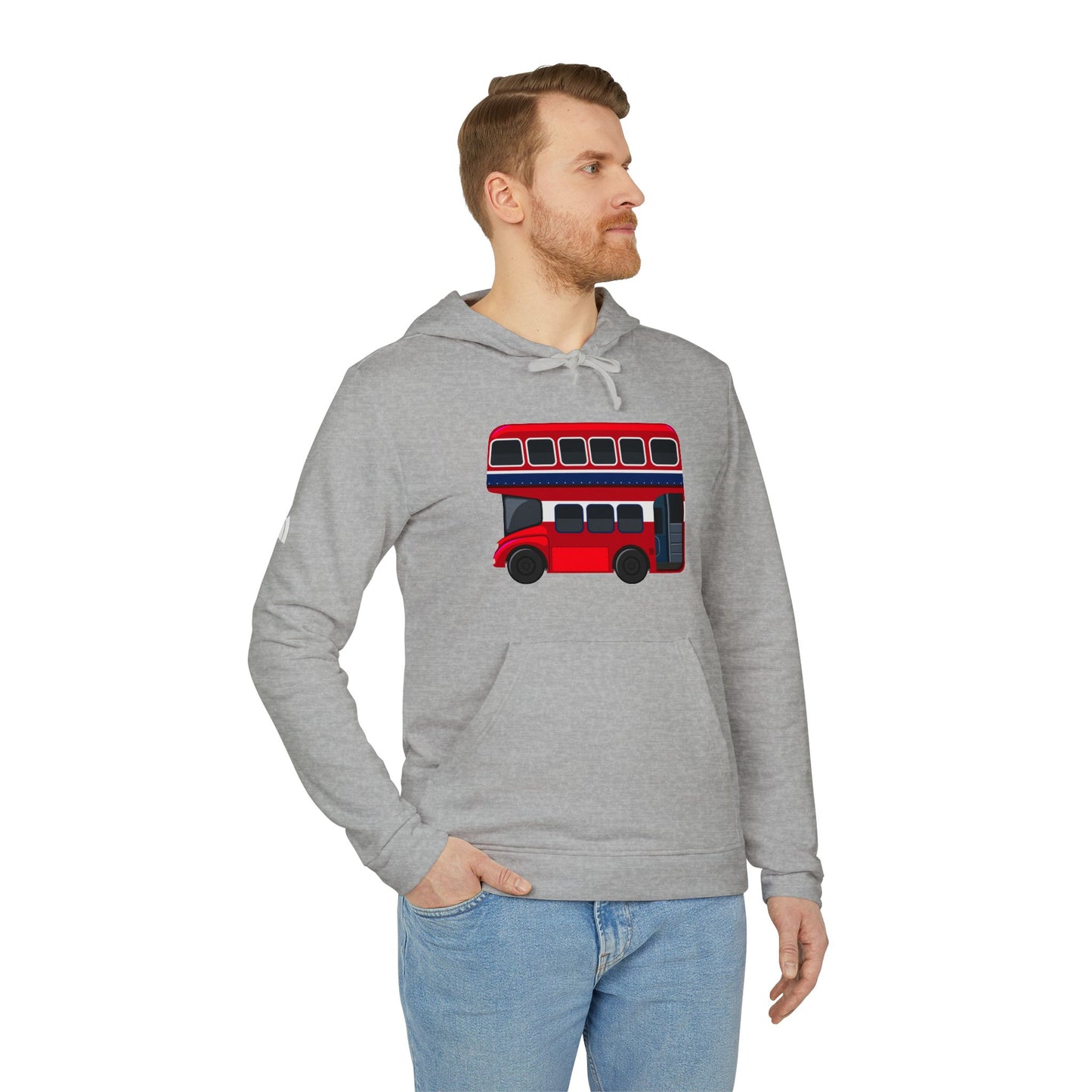 adidas Unisex Fleece Hoodie - London’s Red Icon - The Classic Double-Decker Bus