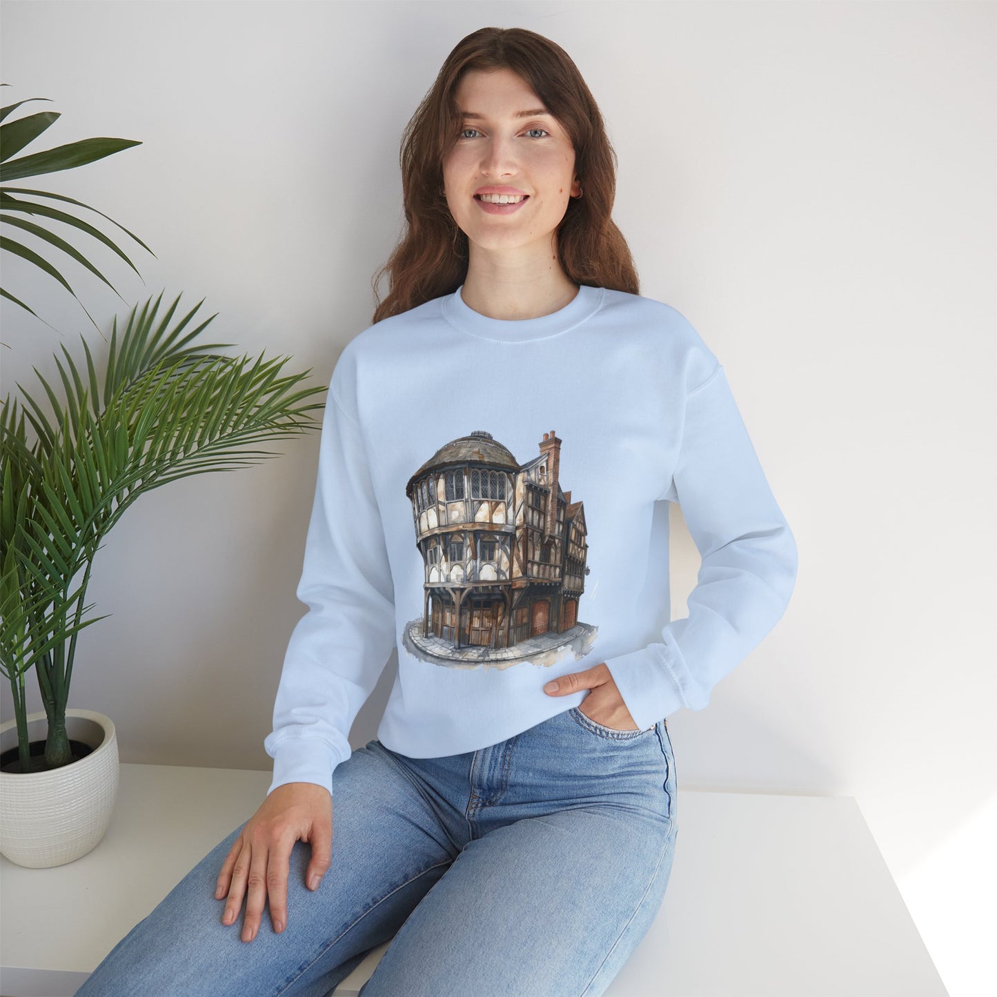 Unisex Heavy Blend™ Crewneck Sweatshirt - Home Away from Home - British Pub Atmosphere