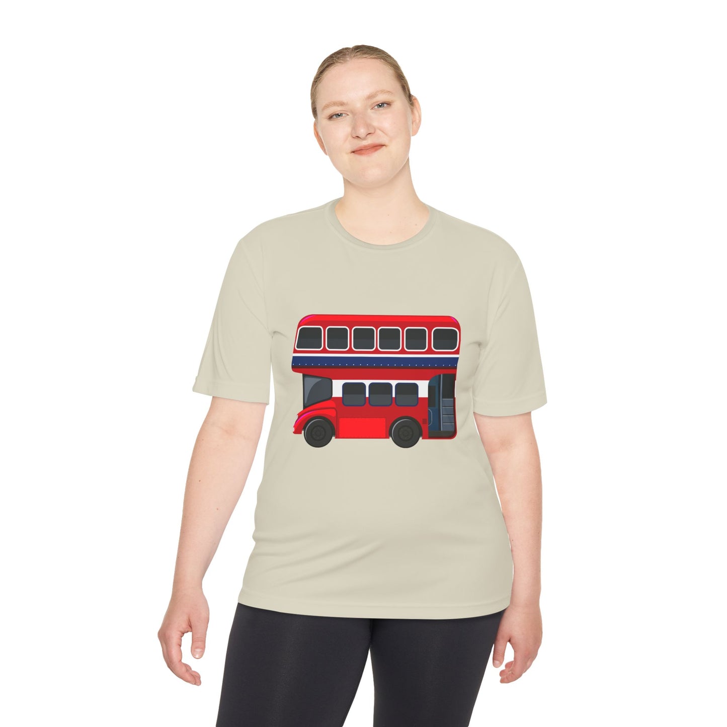 Unisex Moisture Wicking Tee - Iconic Red Bus Illustration Wall Decor