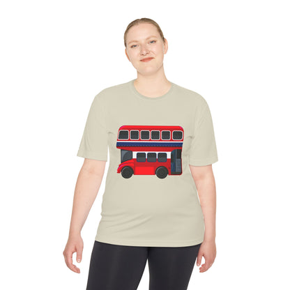 Unisex Moisture Wicking Tee - Iconic Red Bus Illustration Wall Decor