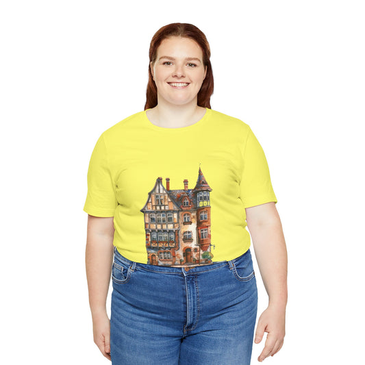 Unisex Jersey Short Sleeve Tee - Countryside Charm - The Classic British Village House