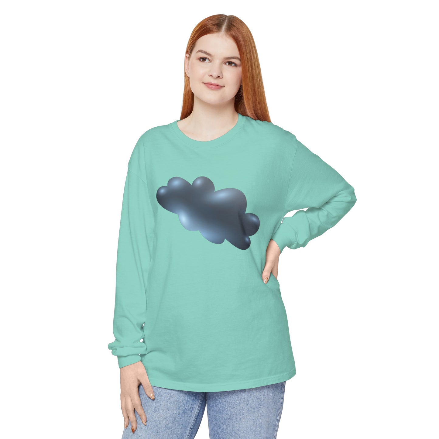 Unisex Garment-dyed Long Sleeve T-Shirt - Serene Cloudscape - Dreamy Cloud Design