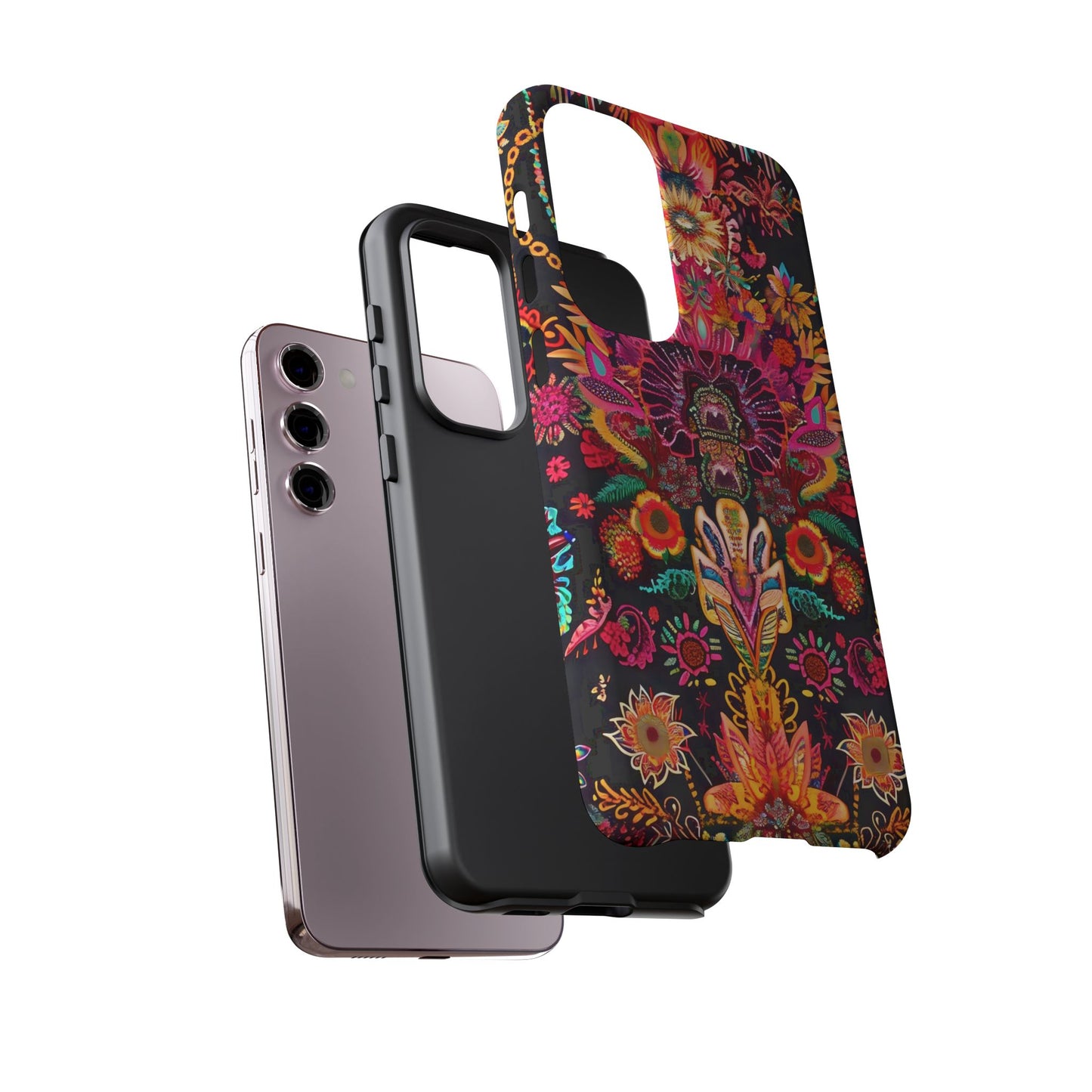 Colorful Floral Phone Case, Tough Cases, Unique Phone Cover, Boho Style Accessory, Gift for Her, Trendy Smartphone Protection