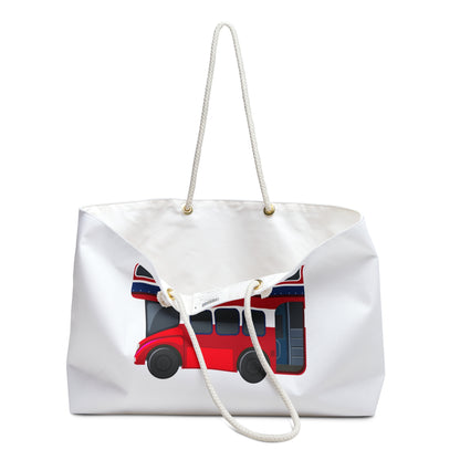 Fun Red Double-Decker Weekender Bag, Travel Tote, Beach Bag, Gym Bag, Gift for Travelers, Summer Adventure Accessory