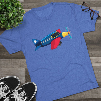 Vintage Airplane Illustration - Retro Aviation Cozy Unisex Tri-Blend Crew Tee